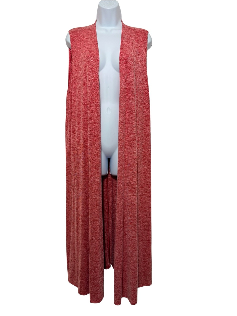 LuLaRoe Joy XL Coral Space Dye Longline Duster Vest Open Front NWT